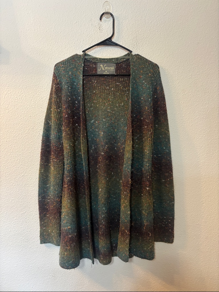 Natural Reflections Multi-Tone Green And Brown Open Cardigan